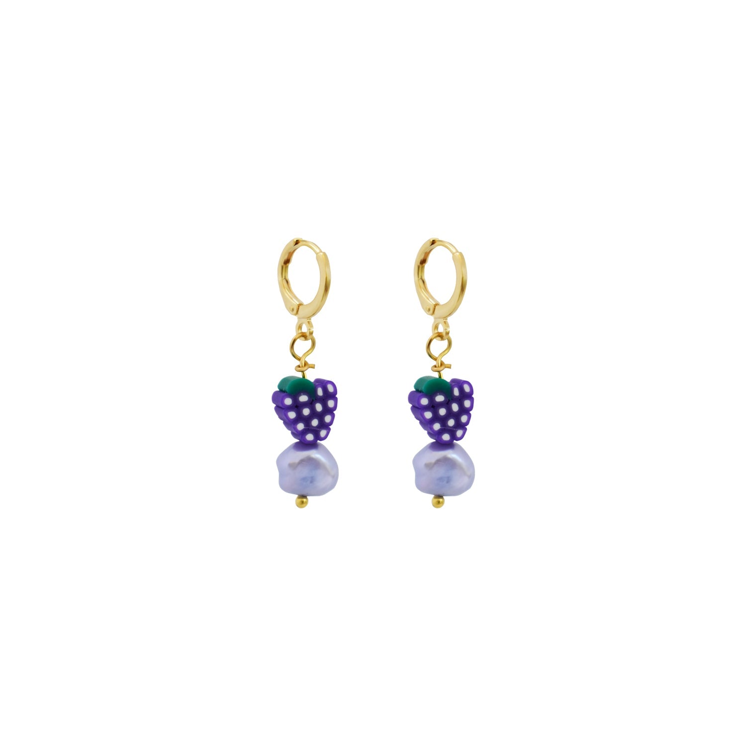 Purple freshwater pearl with grapes huggie earrings | by Ifemi Jewels-2