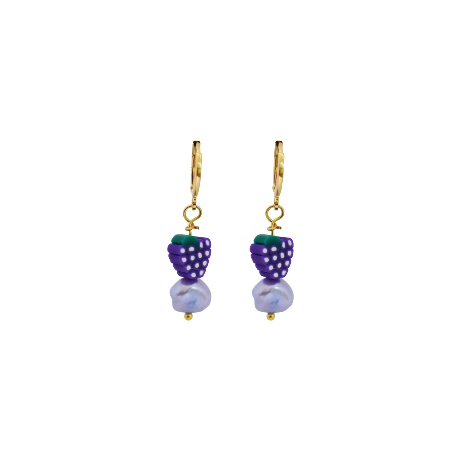 Purple freshwater pearl with grapes huggie earrings | by Ifemi Jewels-3