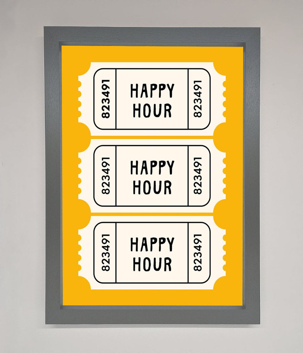 Happy Hour Mustard Framed Wall Art