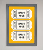 Happy Hour Mustard Framed Wall Art