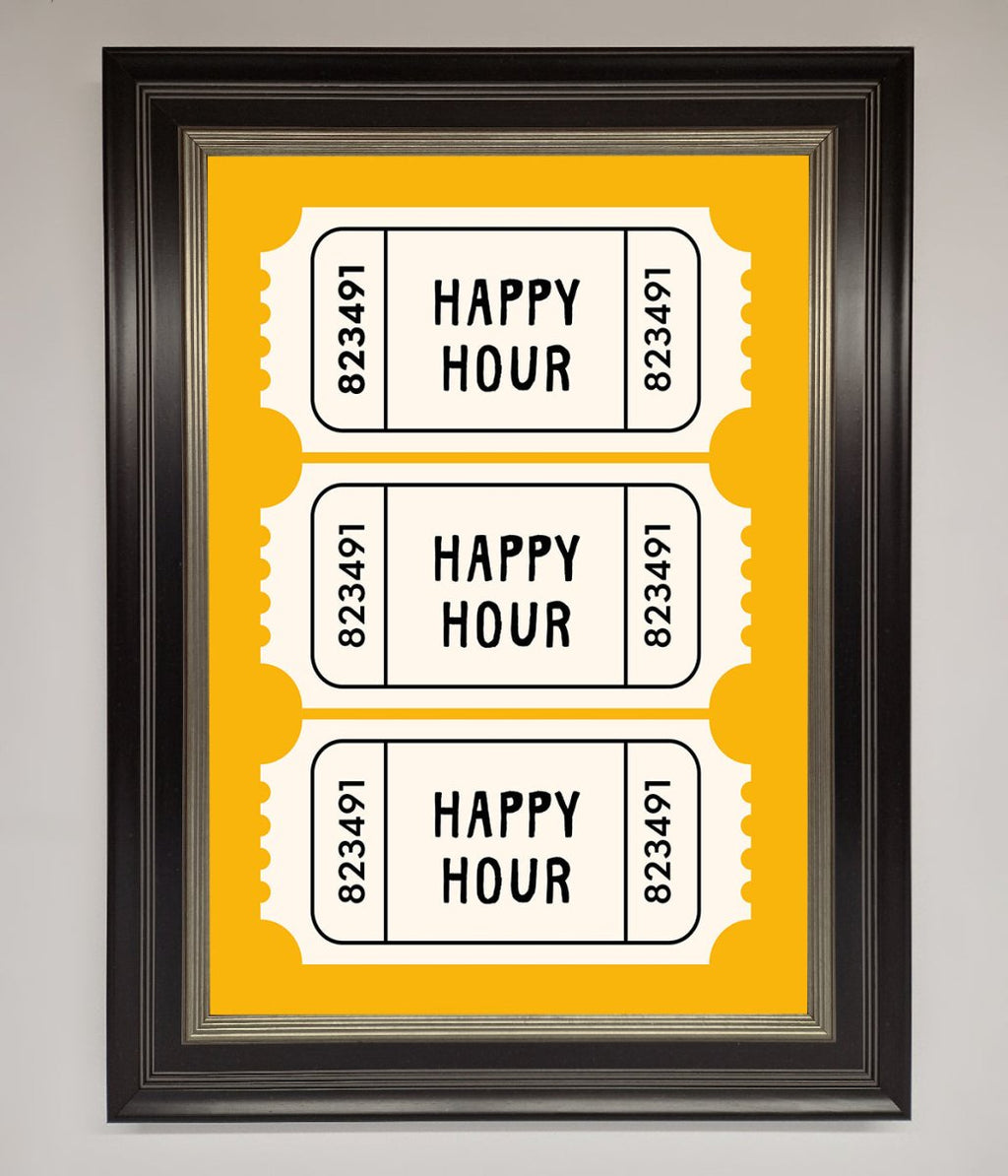 Happy Hour Mustard Framed Wall Art