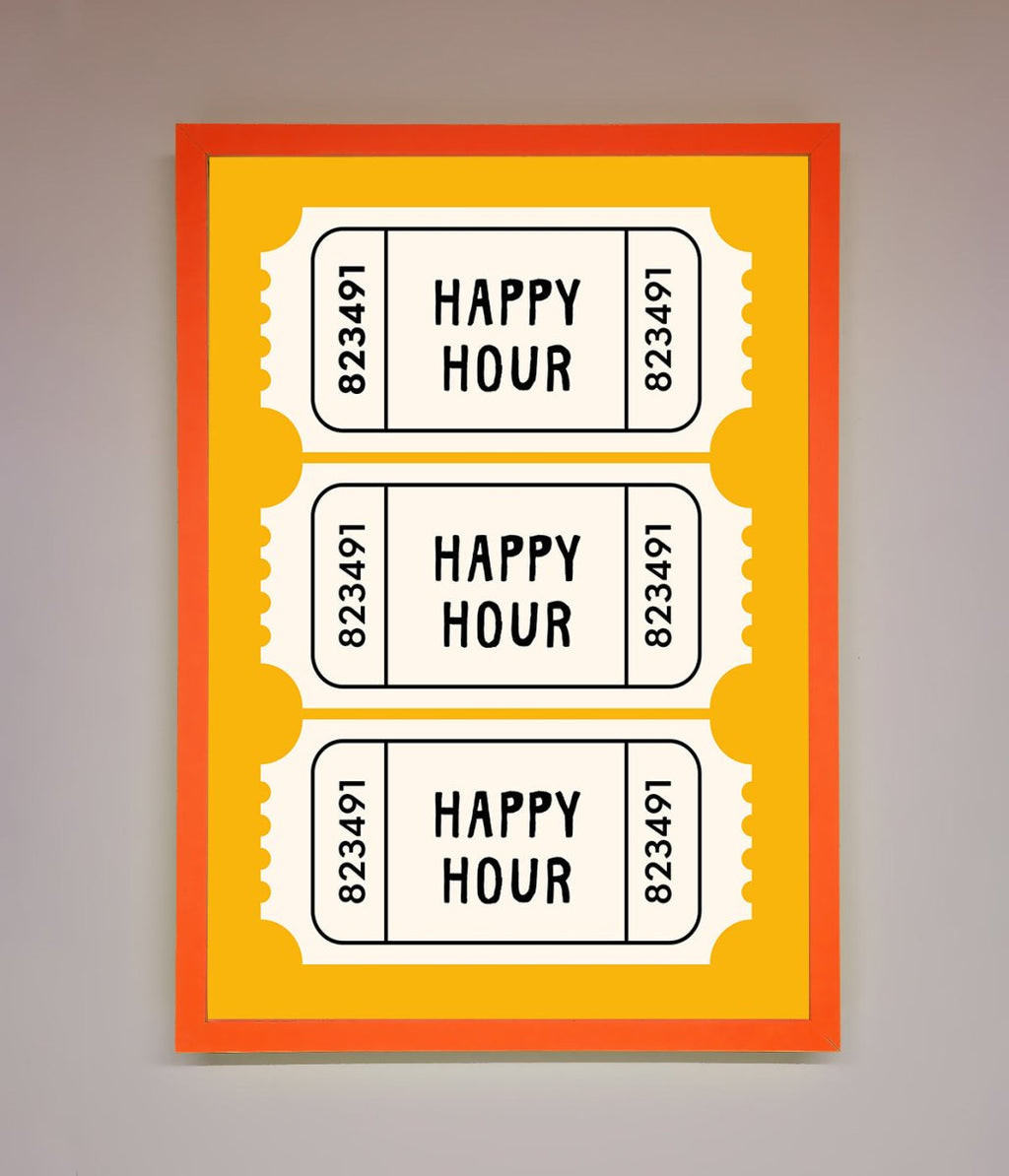 Happy Hour Mustard Framed Wall Art