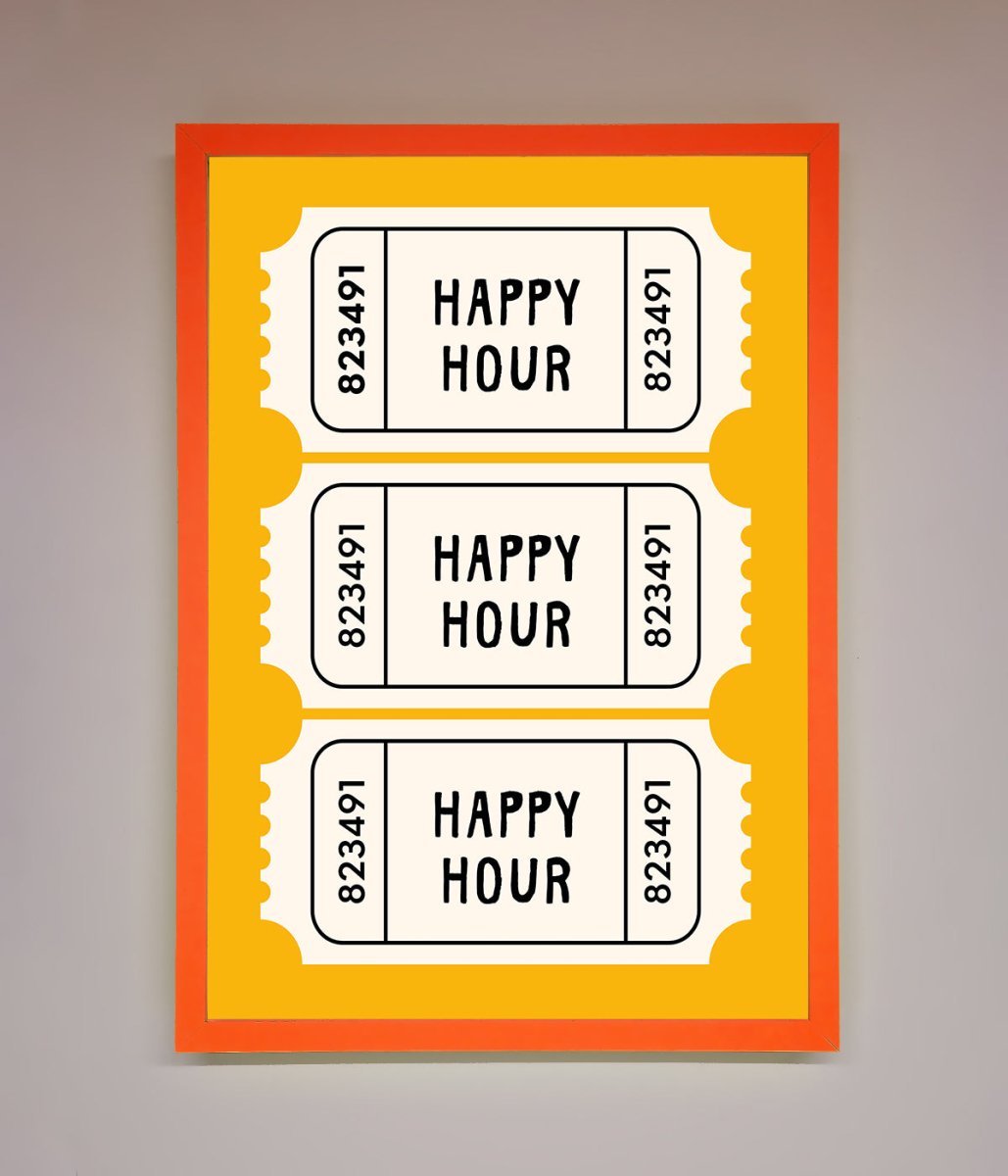 Happy Hour Mustard Framed Wall Art