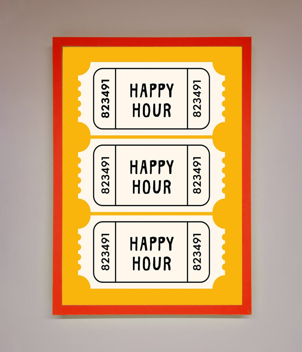 Happy Hour Mustard Framed Wall Art