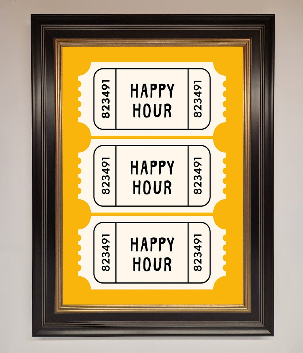Happy Hour Mustard Framed Wall Art