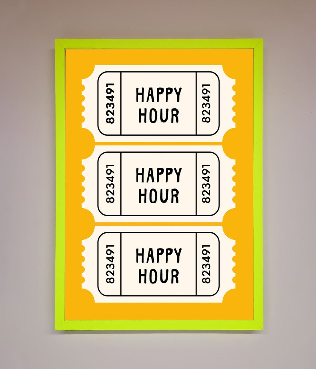 Happy Hour Mustard Framed Wall Art