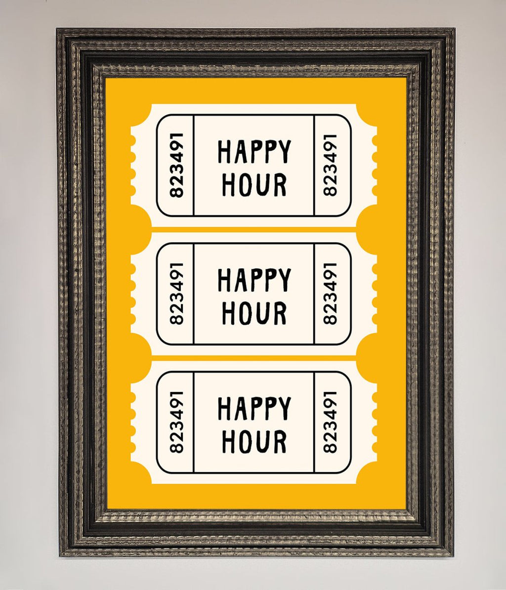 Happy Hour Mustard Framed Wall Art
