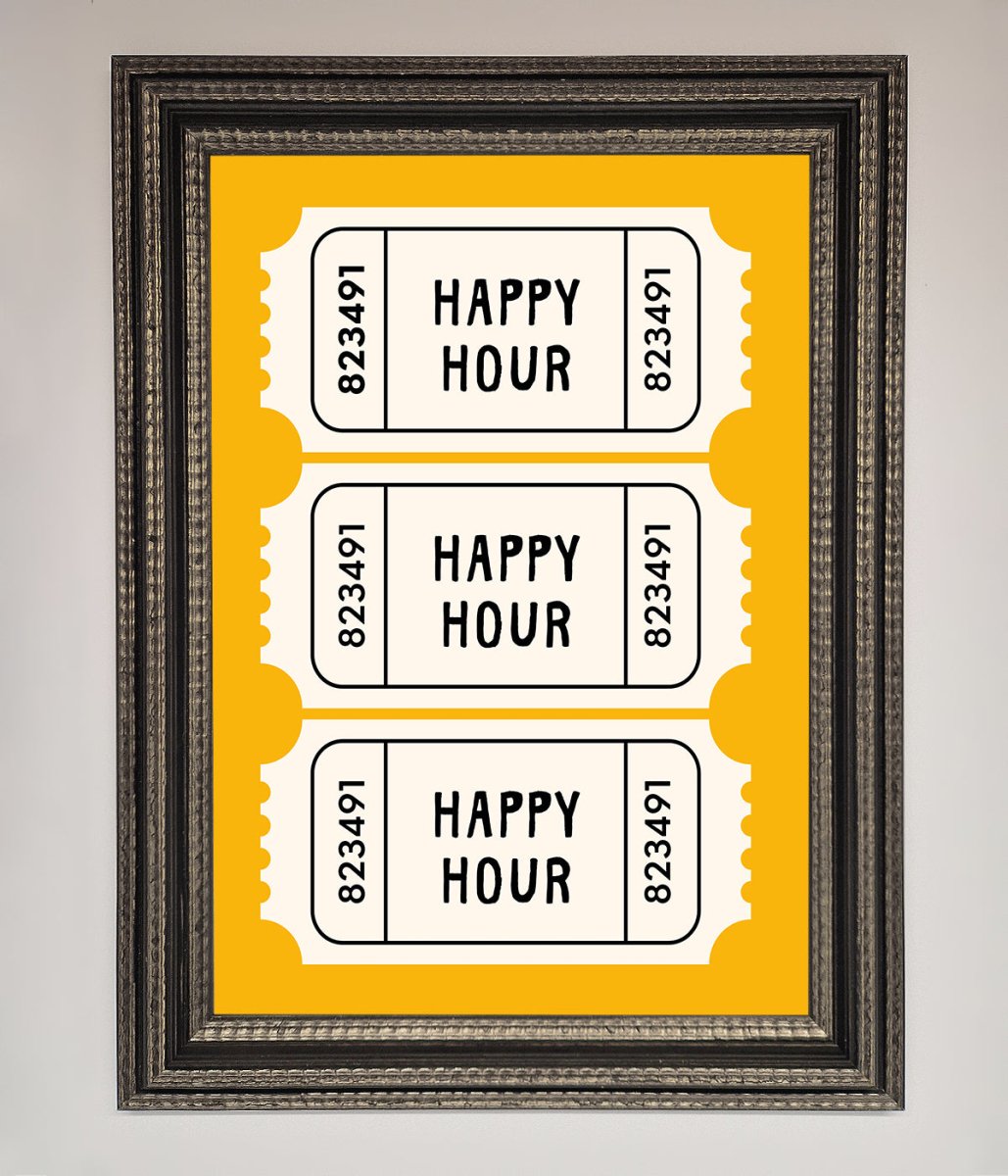 Happy Hour Mustard Framed Wall Art