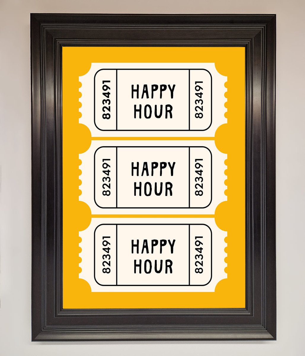 Happy Hour Mustard Framed Wall Art
