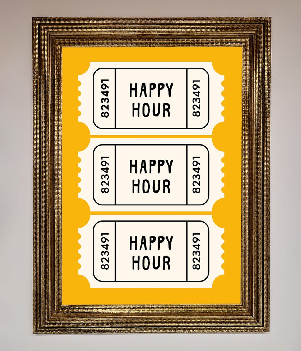 Happy Hour Mustard Framed Wall Art