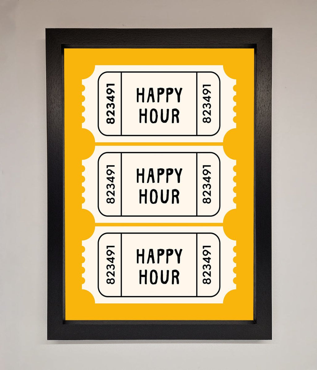 Happy Hour Mustard Framed Wall Art