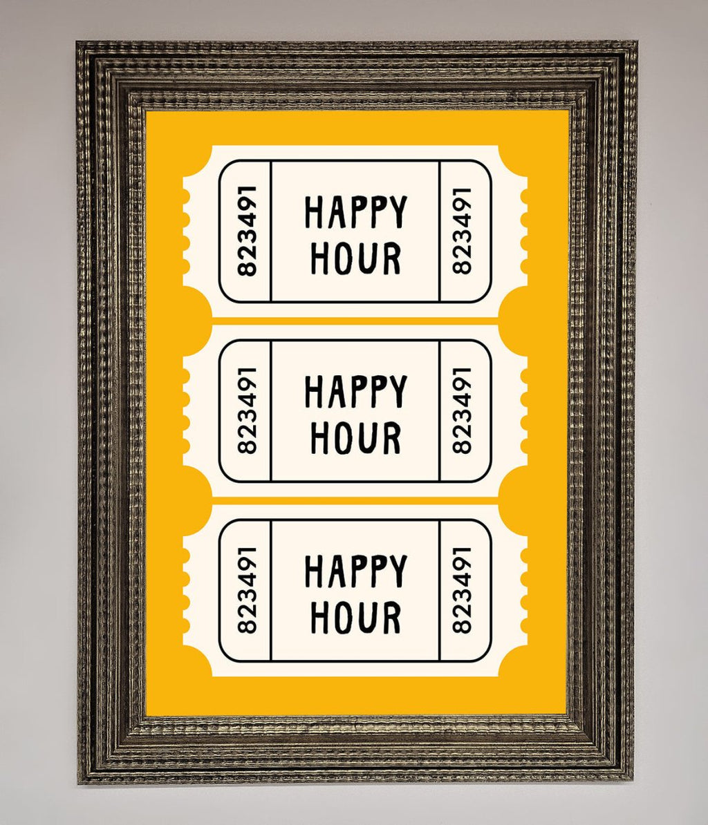 Happy Hour Mustard Framed Wall Art