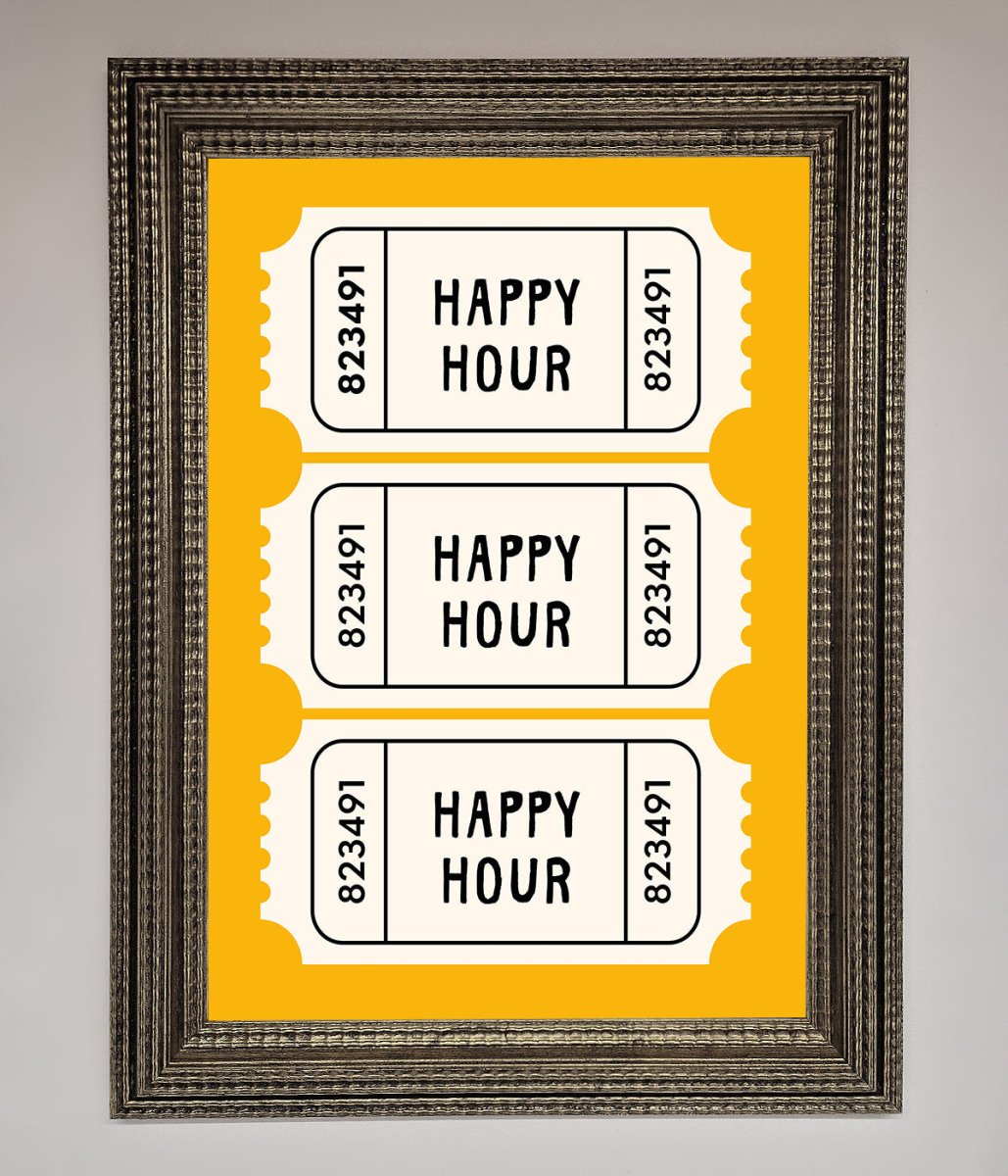 Happy Hour Mustard Framed Wall Art