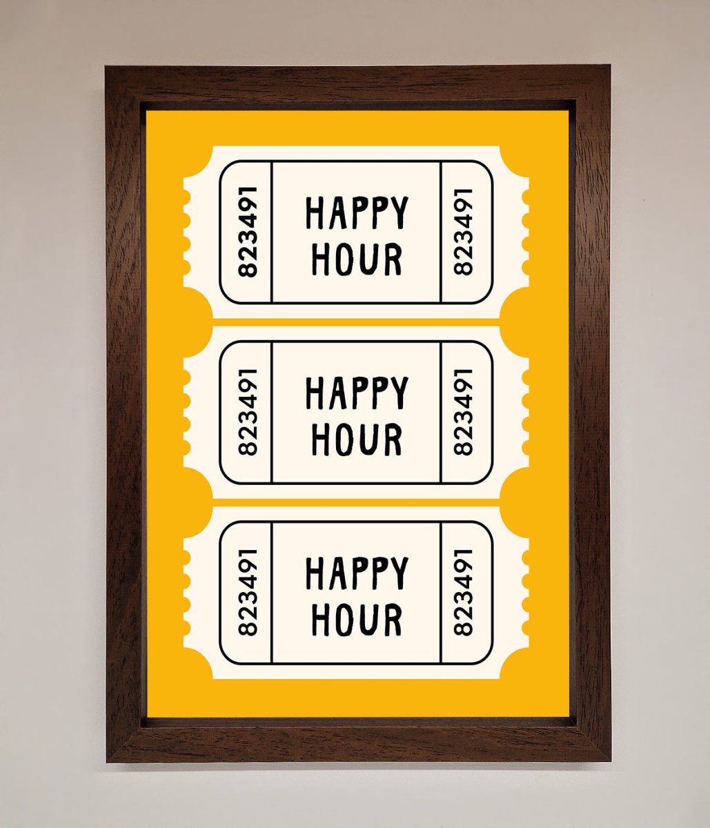 Happy Hour Mustard Framed Wall Art