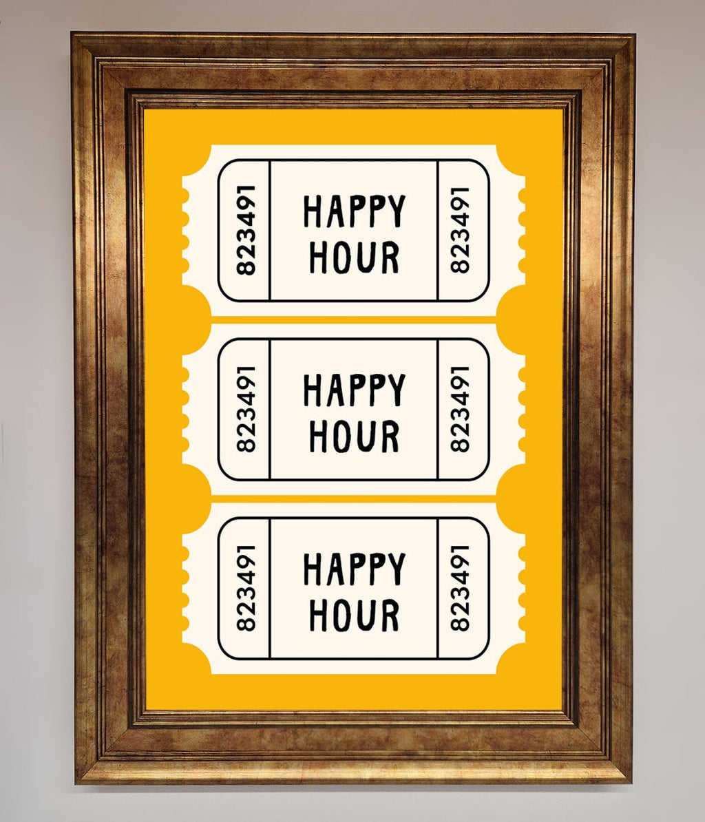 Happy Hour Mustard Framed Wall Art