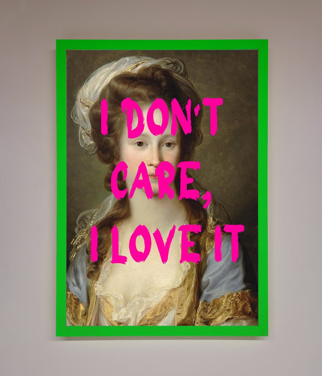 I Don't Care I Love It Framed Print