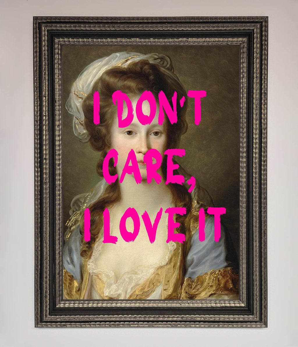 I Don't Care I Love It Framed Print