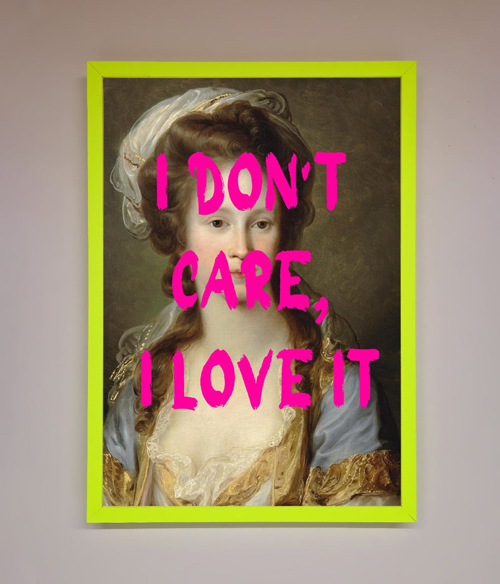 I Don't Care I Love It Framed Print