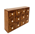 12 Drawer Solid Mango Wood Trinket Chest/Draw With Ceramic Knob Handles-0