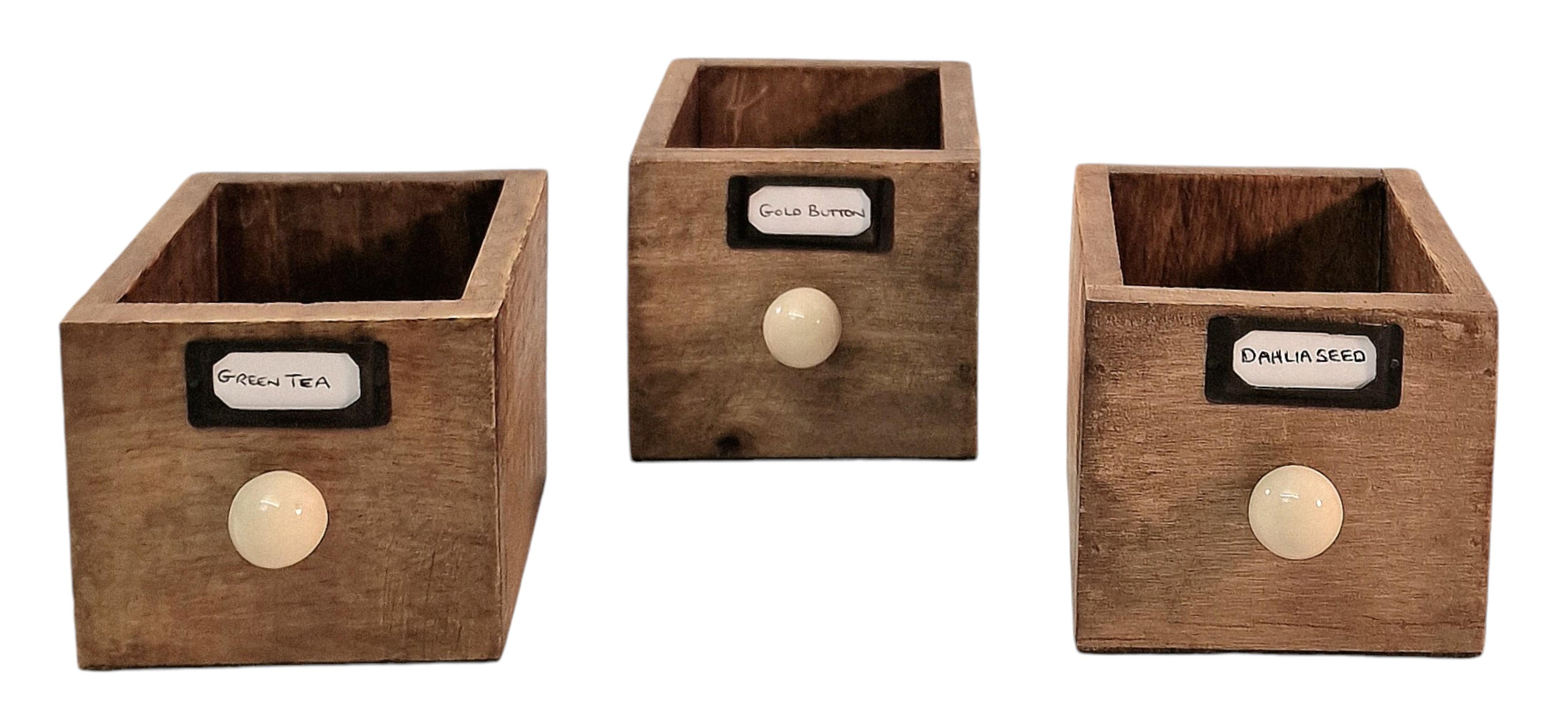 12 Drawer Solid Mango Wood Trinket Chest/Draw With Ceramic Knob Handles-2