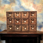 12 Drawer Solid Mango Wood Trinket Chest/Draw With Ceramic Knob Handles-5