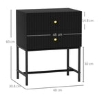 Elegant Two-Drawer Bedside Table - Black-2