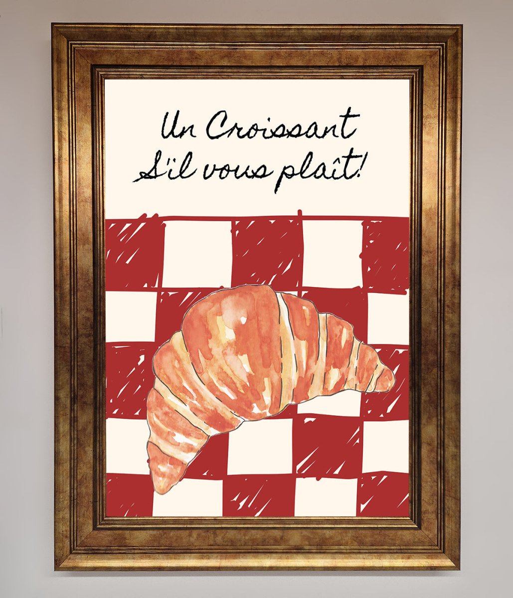 Croissant Red Check Framed Print