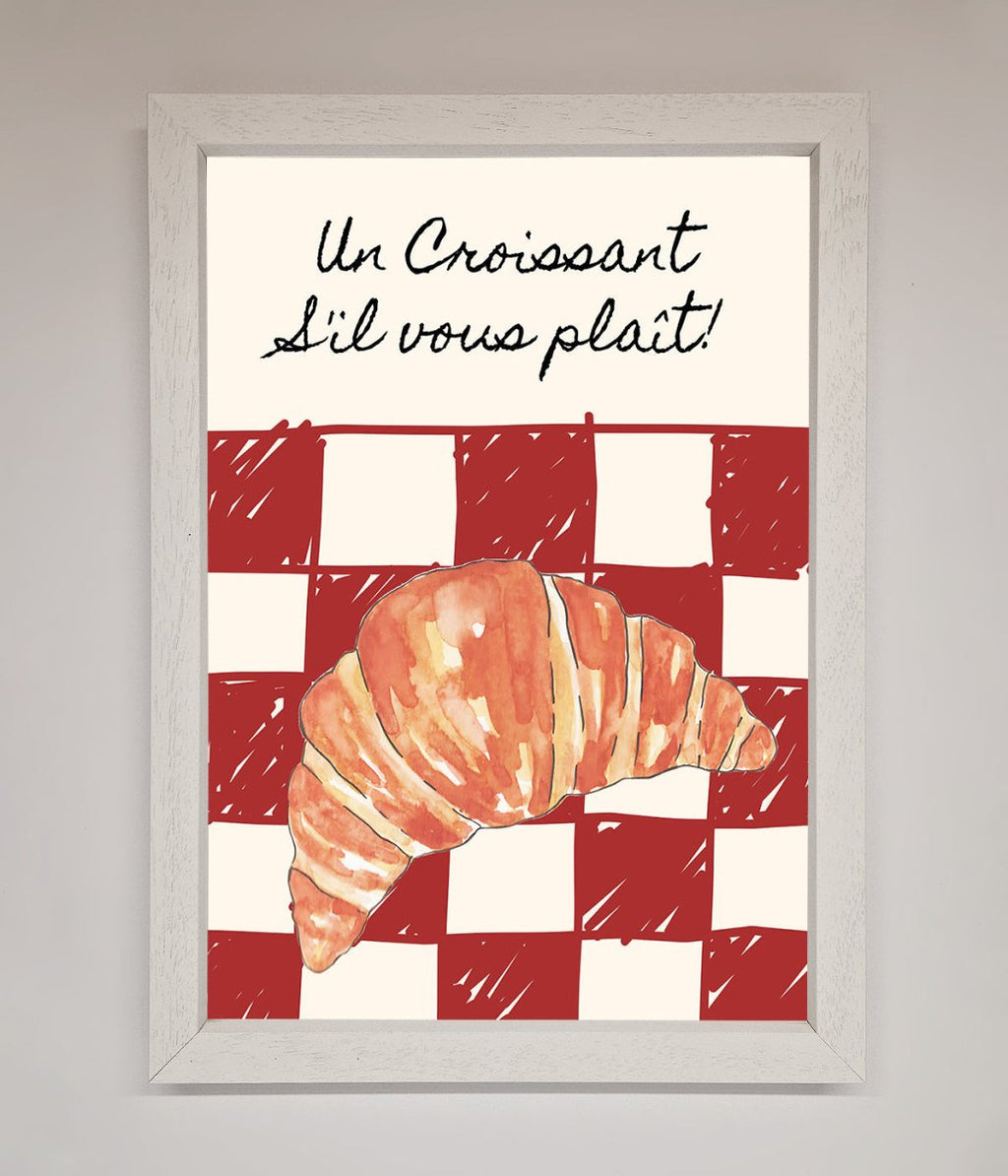 Croissant Red Check Framed Print