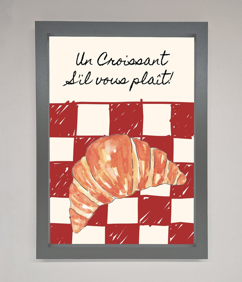 Croissant Red Check Framed Print