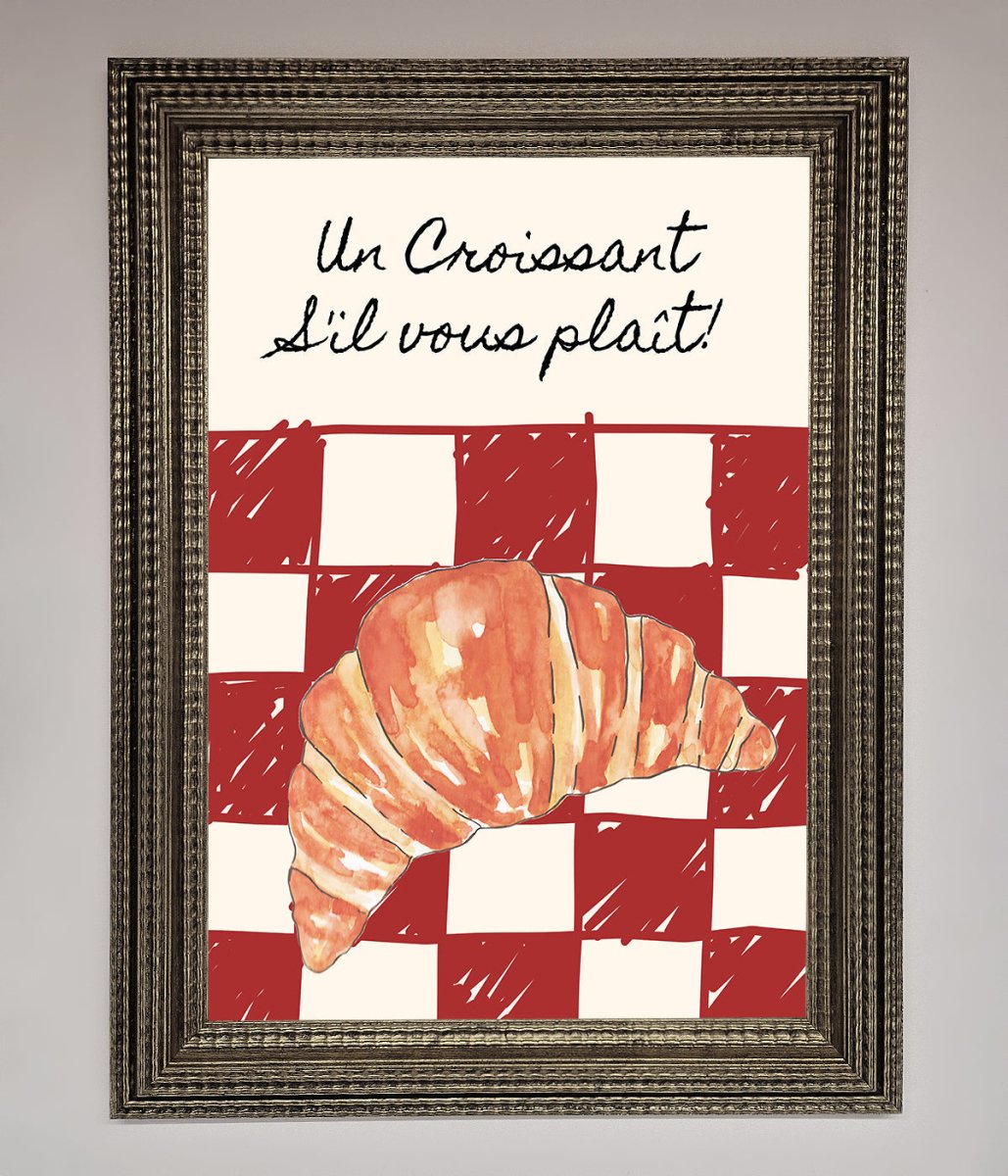 Croissant Red Check Framed Print