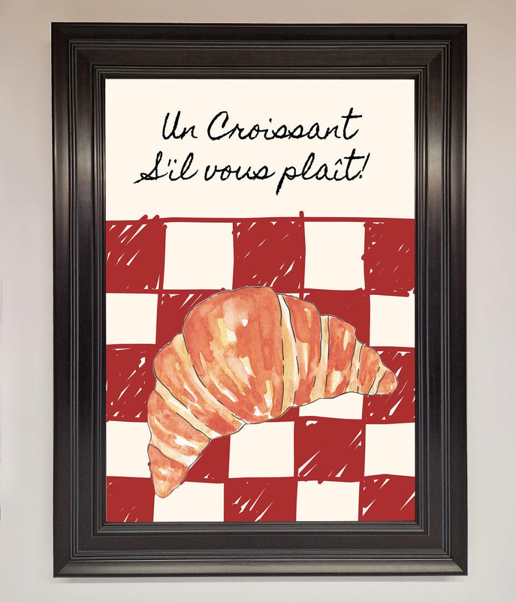 Croissant Red Check Framed Print