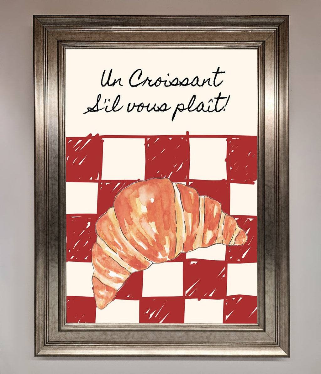 Croissant Red Check Framed Print