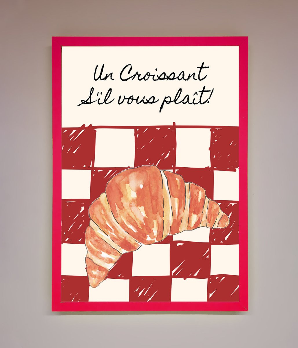 Croissant Red Check Framed Print