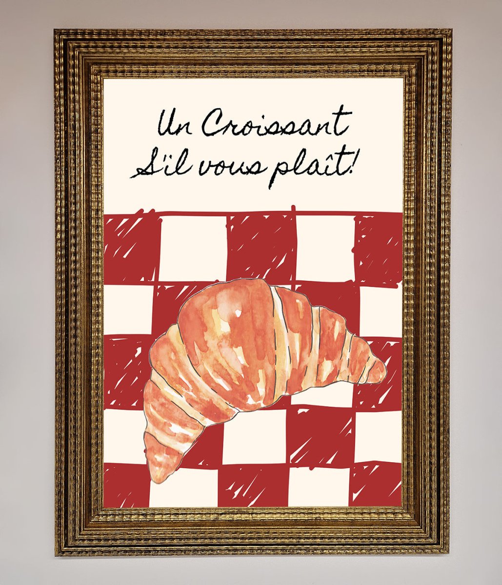 Croissant Red Check Framed Print