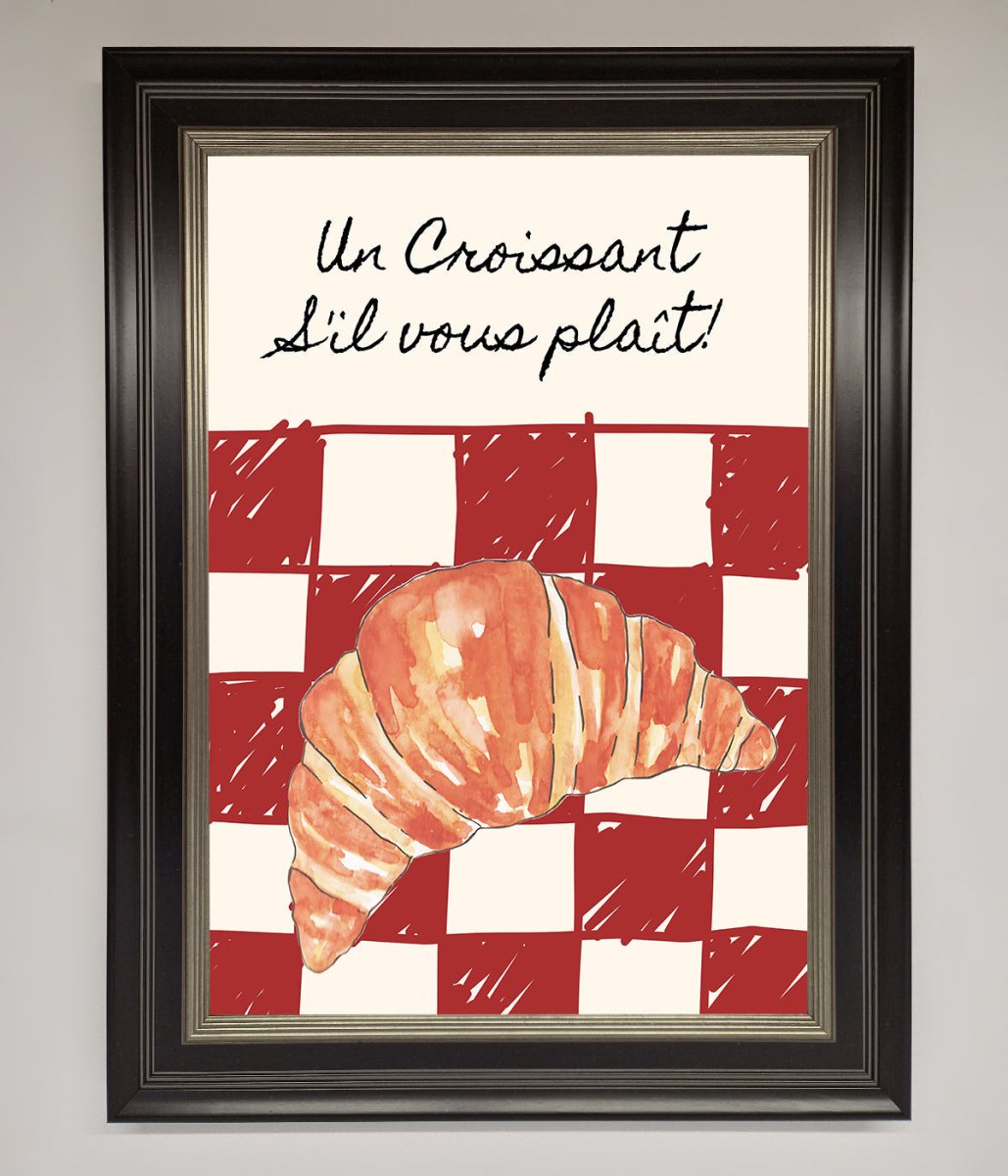 Croissant Red Check Framed Print