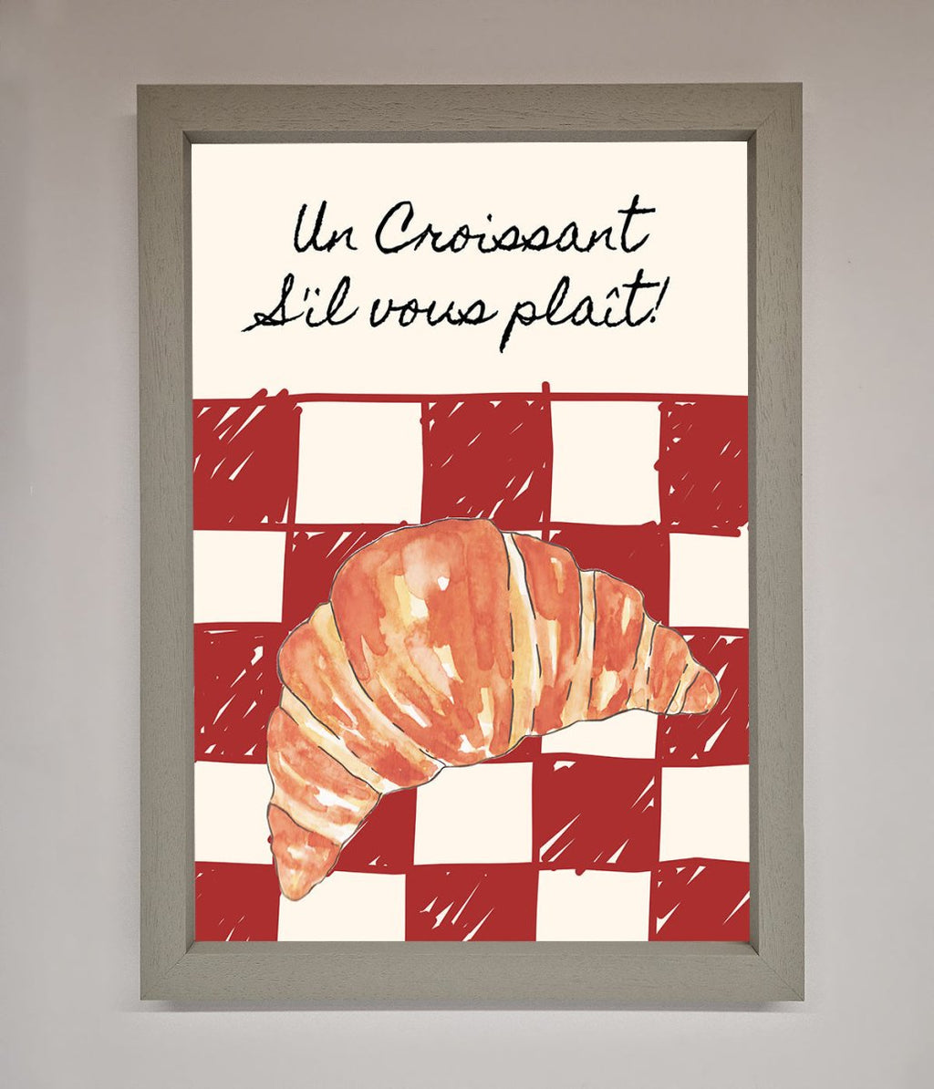 Croissant Red Check Framed Print