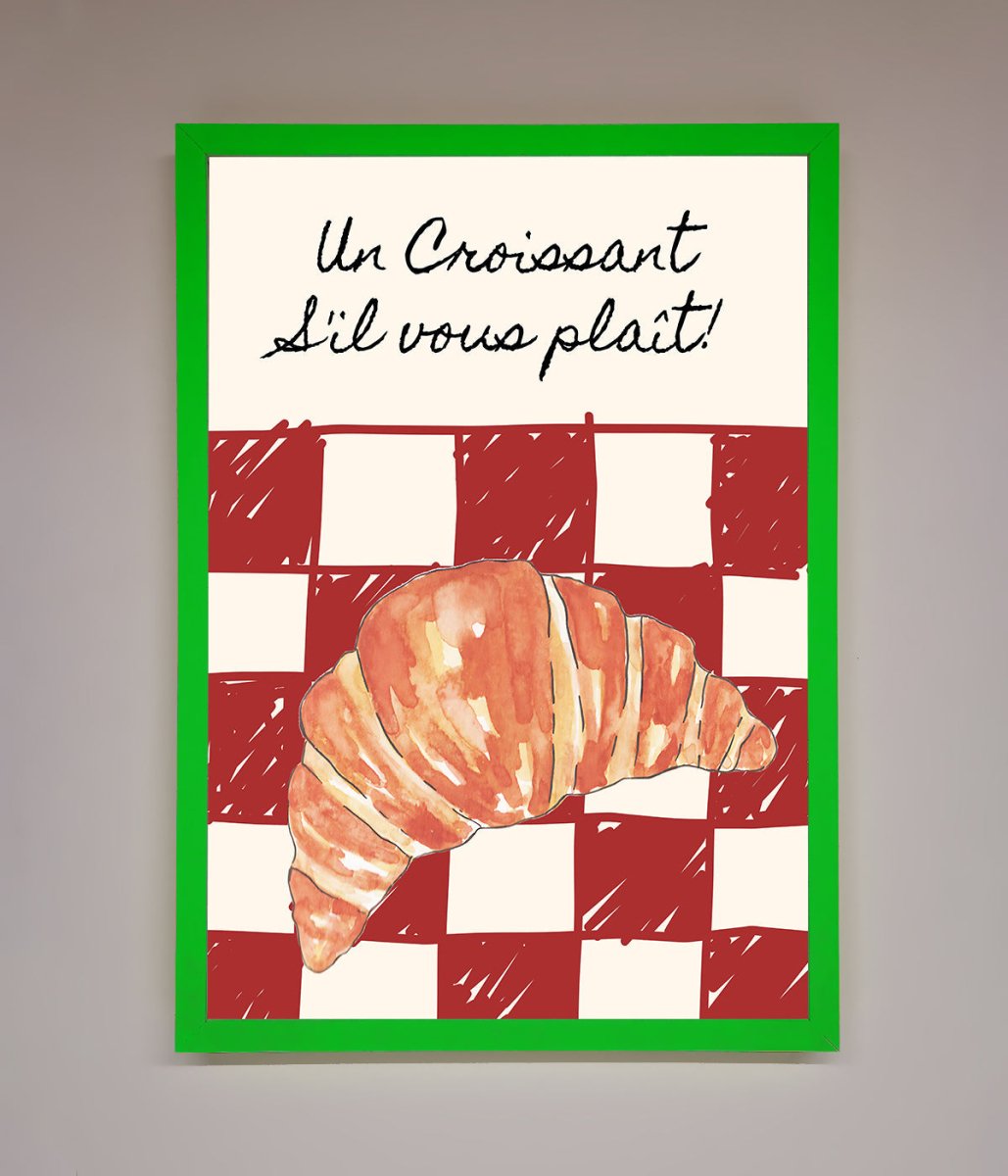 Croissant Red Check Framed Print
