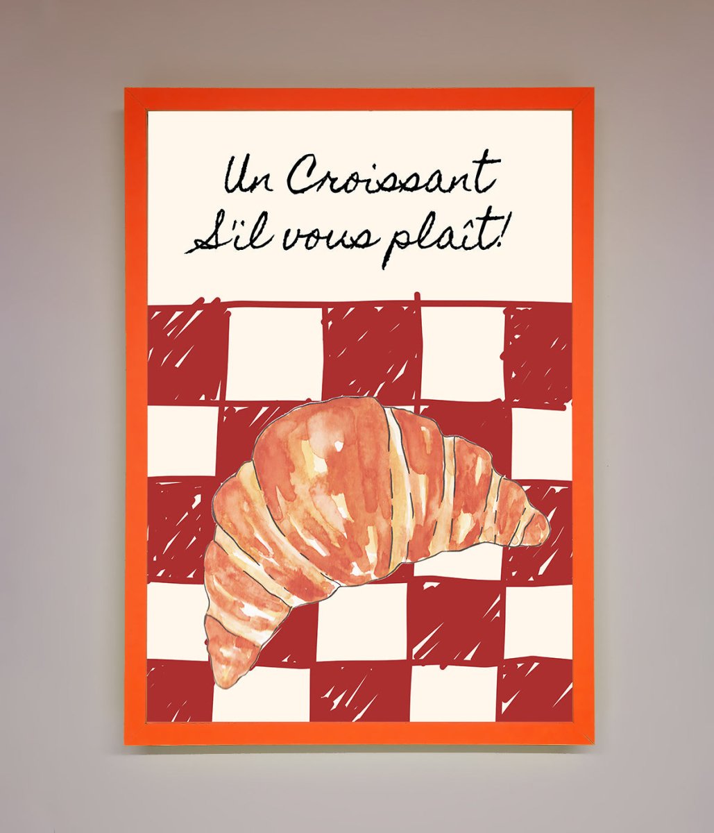 Croissant Red Check Framed Print