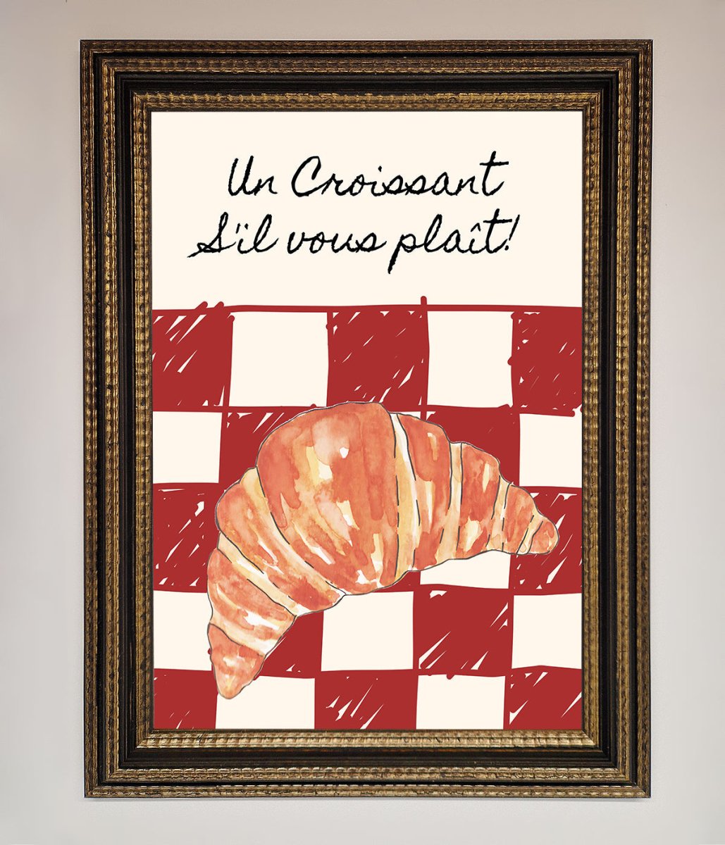 Croissant Red Check Framed Print