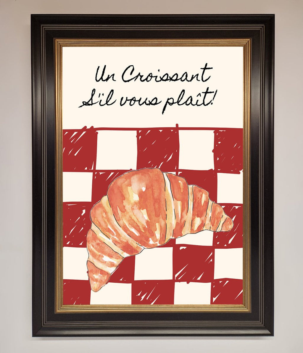 Croissant Red Check Framed Print