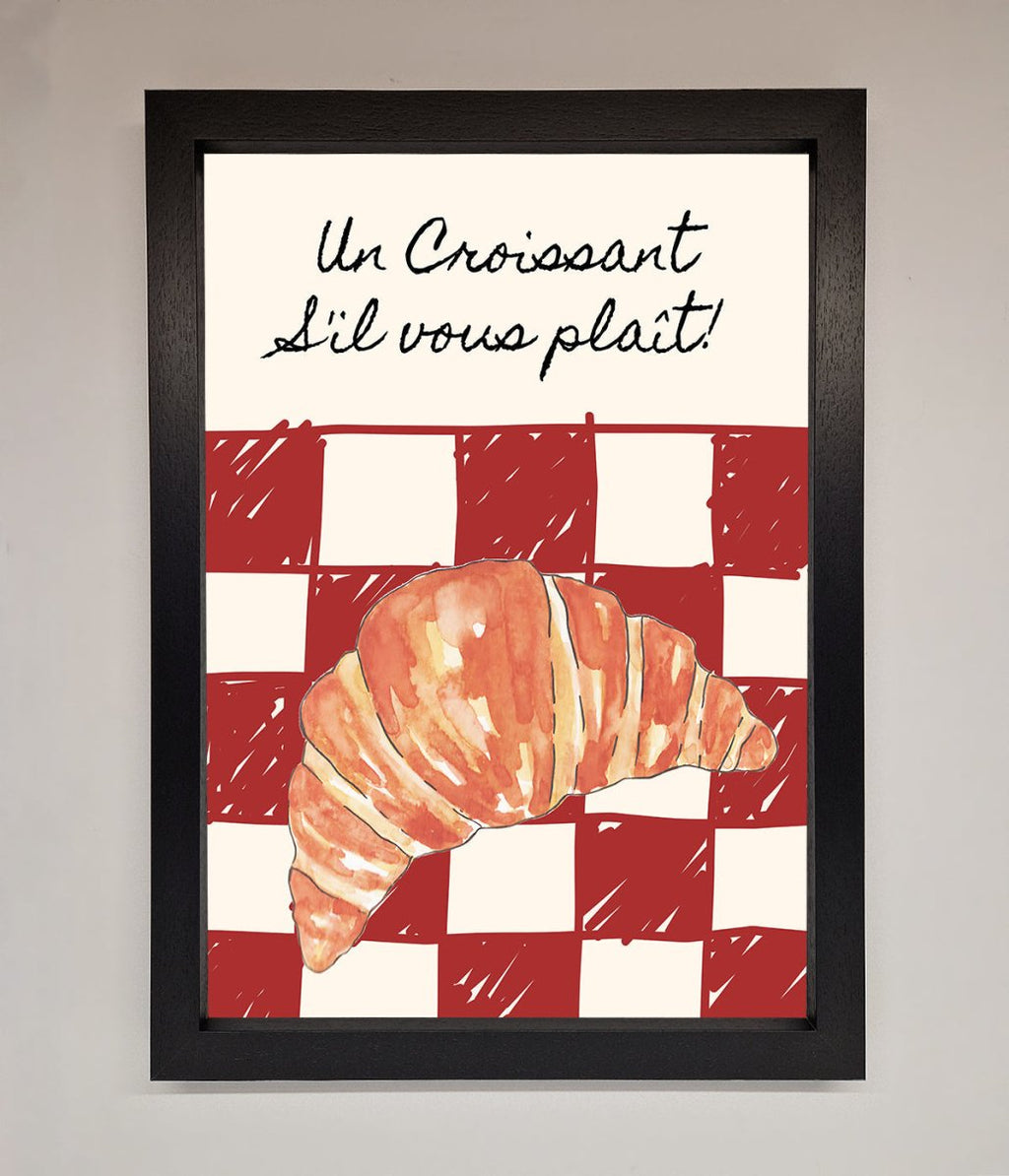 Croissant Red Check Framed Print