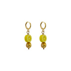 Gold freshwater pearl with lemon huggie earrings| by Ifemi Jewels-1