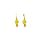 Gold freshwater pearl with lemon huggie earrings| by Ifemi Jewels-3