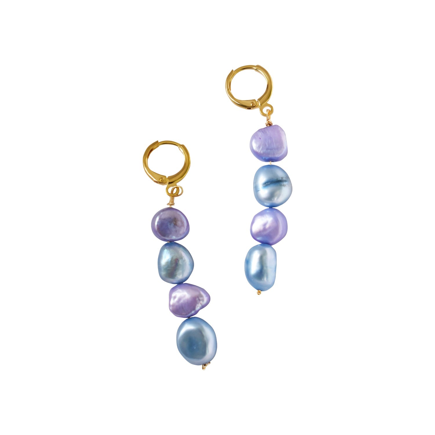 Blue lilac purple freshwater pearl huggie earrings | by Ifemi Jewels-0