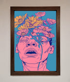 Pink Flowers On Face Framed Wall Art