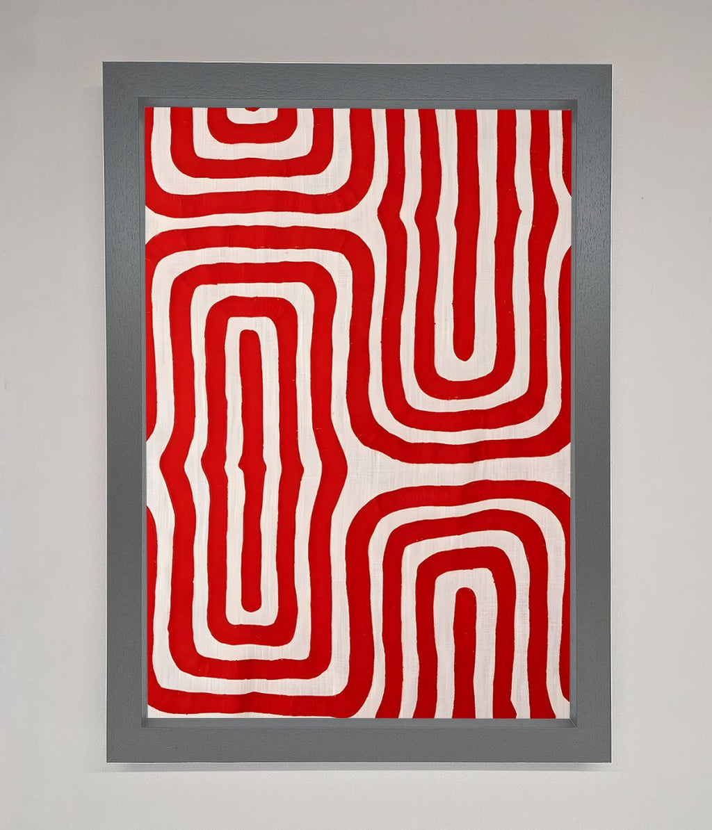 Red Waves Abstract Framed Poster
