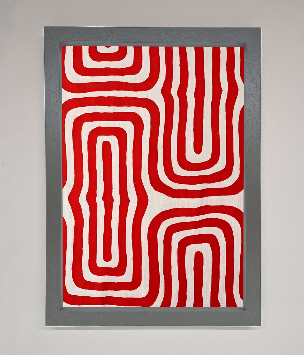 Red Waves Abstract Framed Poster