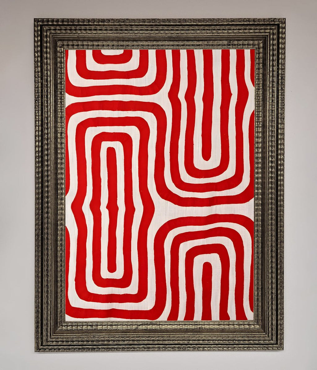 Red Waves Abstract Framed Poster