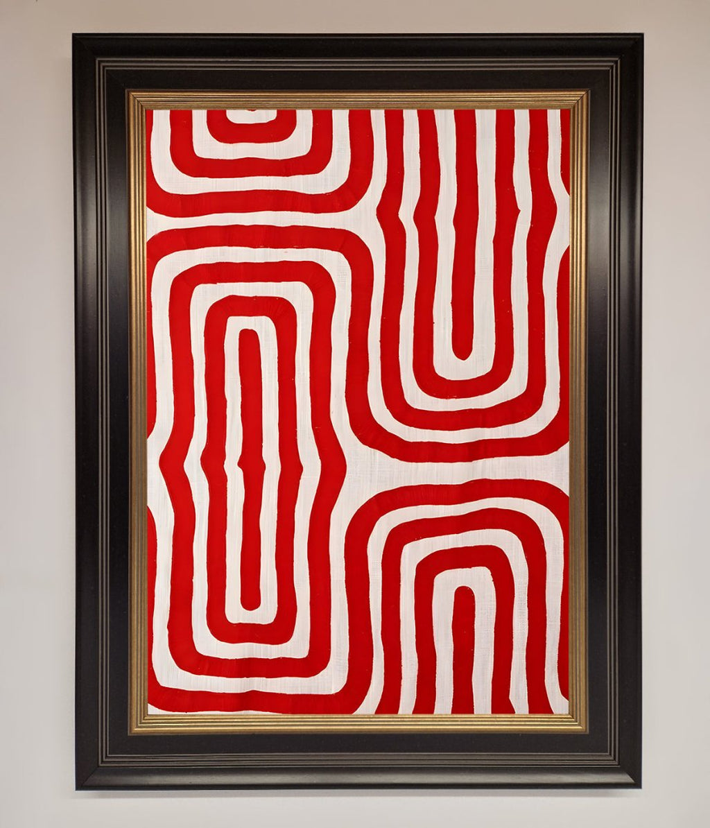Red Waves Abstract Framed Poster