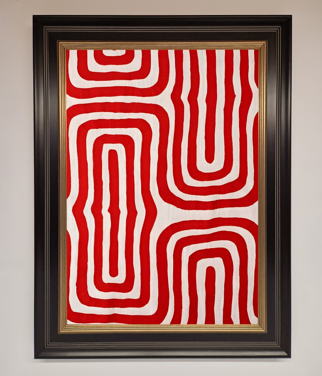 Red Waves Abstract Framed Poster
